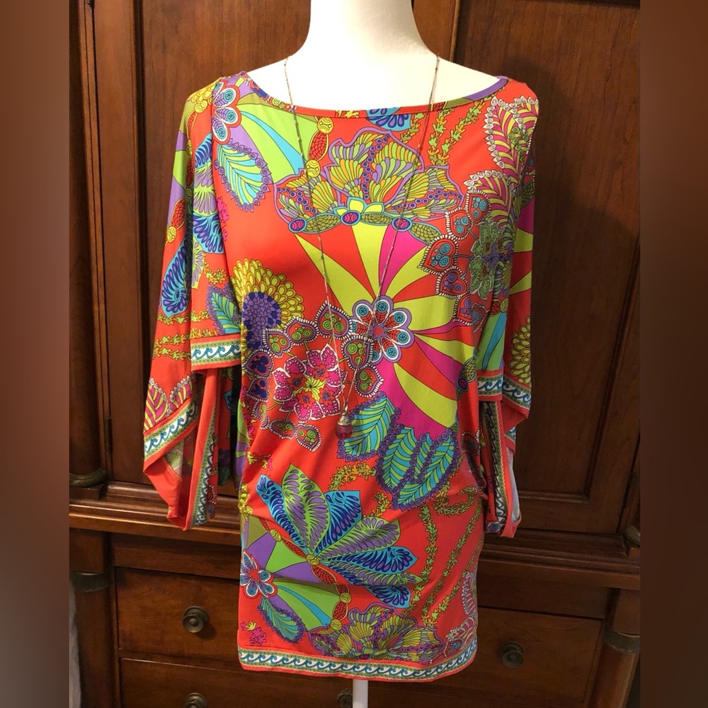 Trina Turk Handkerchief Vibrant Multicolor Women's Mini Dress XS